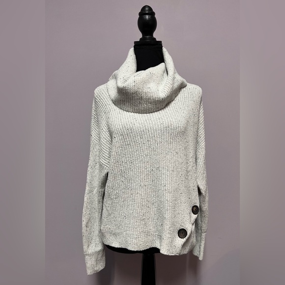 JESSICA Simpson COWL Button COTTON Blend SWEATER - Picture 6 of 7